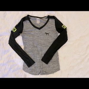 Pink long sleeve v neck t-shirt